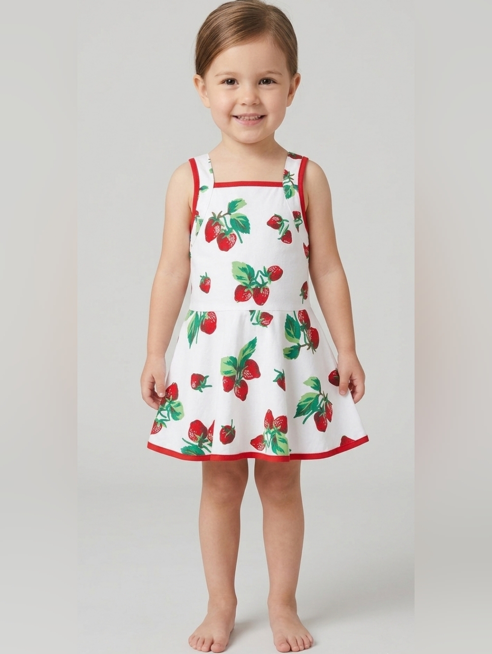 OshKosh B'gosh White Dress with Red Strawberries and Green Leaves